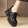 Mocasines de Suela Gruesa para Mujer Verano 2026 Estilo Nuevo Que Aumentan la Altura Con Faldas Versátiles Cómodos Zapatos de Cuero Negro Zapatos Ingleses Individuales