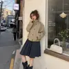 Chaqueta gabardina corta de mujer coreana Dongdaemun para principios de otoño, con cordón en el bajo, elegante y estilizada, chaqueta llamativa para la calle