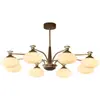 Lustre para Sala de Estar Estilo Francês Meados do Século Lâmpada de Luxo para Quarto Lâmpada de Vidro Retrô Japonesa para Hall Restaurante Lâmpadas Zhongshan