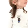 Camiseta Base de Terciopelo Engrosada para Niña Otoño e Invierno Nueva de Cuello Medio Alto Ropa Interior para Niños Talla Mediana y Grande Camiseta de Manga Larga