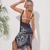 Vestido de Playa con Estampado de Mariposas Hermoso Estilo Vacacional con Tirantes Protección Solar Cubre-traje Vestido para Sesión de Fotos en la Playa Encaje Súper de Hadas con Cordones Espalda Descubierta
