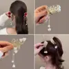 Orquídea lírio rabo de cavalo alto clipe artefato fixo grampo de cabelo feminino parte de trás da cabeça rosa franja bola cabeça grampo de cabelo