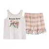 Pijama de Algodón con Copas Integradas para Mujer, Estilo Nuevo de Verano, Dulce y Lindo, Conjunto de Camisola y Shorts Talla Grande, Ropa para el Hogar
