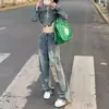 Jeans Vintage Rasgados para Mujer, Estilo Coreano de Otoño, Cintura Alta, Corte Holgado, Adelgazantes, Caída Suelta, Pantalones de Pierna Ancha hasta el Suelo
