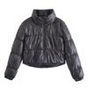 Comércio Exterior Atacadista Transfronteiriço Moda Feminina Novo Outono/Inverno 2023 Casual Gola Alta Solto Couro Sintético Acolchoado de Algodão Casaco