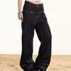 Jeans de diseño de calle americano de pelo de caballo reversibles para mujer y hombre, pantalones retro personalizados desgastados de longitud completa