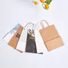 Bolsa de Papel Kraft Grueso Desechable para Té de Burbujas, Café y Empaque de Frutas, Elegante Bolsa de Mano con Fondo Cuadrado, Bolsa de Cartón Blanco