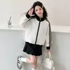 Jaqueta Waffle Knit com Gola Alta Estilo Coreano para Meninas Primavera e Outono 2026 Nova Blusa Estilosa para Crianças de Meia-Idade e Mais Velhas com Jaqueta de Zíper