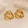 Pendientes de Acero Inoxidable Dorados Transfronterizos Europeos y Americanos Moda Personalidad Flor Brillante Clavo Lujo Tendencia Fabricante Pendientes