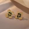 Pendientes de flores verdes frescas, diseño de nicho, pendientes de verano de alta gama para mujer, nuevos pendientes elegantes y explosivos de 2023.