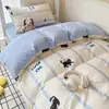 Juego de ropa de cama para dormitorio, juego de tres piezas para estudiante, juego de cuatro piezas, artículos escolares de algodón puro, juego completo de edredones y ropa de cama