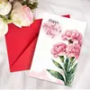 Cartão de Dia das Mães Transfronteiriço com Seleção de Envelopes Coleção Flor Criativa Mensagem Agradecimento Texto Cartão de Feriado