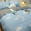 Sábana de lija de cuatro piezas, funda de edredón, ropa de cama de dibujos animados para dormitorio de estudiantes solteros, fábrica de tres piezas al por mayor