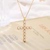 Aogu Collar con Colgante Geométrico Simple Europeo y Americano Chapado en Cobre Oro Real con Incrustaciones de Perlas para Mujer Cadena de Clavícula Nueva de Nicho Elegante Ins