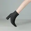 Botines cruzados de otoño e invierno para mujer con suela de goma, punta fina, antideslizantes, ligeros, cremallera lateral, tacón ultra alto, botas Martin de color liso versátiles