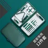 Kit de Aço Inoxidável para Manicure e Depilação de Sobrancelhas Transfronteiriço com 18 Peças: Raspador de Sobrancelha, Alicate para Cutícula, Cortador de Unha, Cotonete de Orelha, Kit de Ferramentas de Beleza