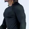 Camisa base masculina para esportes, corrida, treino, basquete, de manga longa, justa, transfronteiriça, secagem rápida, respirável, vestuário fitness masculino