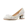 Jin Jin CH60-47 zapatos de tacón grueso con punta de lentejuelas de una sola capa para mujer 2024 nuevos zapatos de boda primavera y otoño zapatos de novia tacones altos para mujer