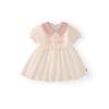 Vestido Infantil Mdd 2026 Verão Roupas Infantis Laço Rosa Gola Boneca Chiffon Vestido Fofo