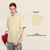 Camiseta Casual Holgada de Manga Corta con Hombros Caídos para Hombre Bk, Borde Enrollado, Doble Cara, Color Bloqueado Desgastado, Algodón Puro 240g.