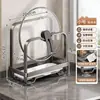 Estante para tapas de ollas Soporte de encimera de pie Artefacto para colocar tabla de cortar Estantería de almacenamiento multiusos de cocina para espátulas