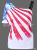 2022wish explosiones moda europea y americana Nueva camiseta con hombros descubiertos y bandera americana irregular