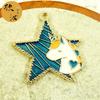 Serie Unicornio accesorios de joyería DIY colgante único de gota de aceite estrella de cinco puntas unicornio color caballo colgante de goma elástica