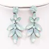 Tendencia de moda de comercio exterior europeo y americano pendientes de hoja pendientes de cristal de zafiro brillante incrustados con diamantes de imitación joyería para la oreja