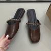 Zapatillas de Baotou para Mujer Verano para Exterior 2025 Nuevo Estilo Sandalias Slip-On Zapatillas Francesas de Tacón Grueso Zapatos Mary Jane para Mujer