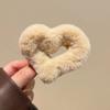 Amor de pelúcia pequeno grampo de cabelo para as mulheres outono e inverno meia gravata grampo de cabelo cocar de volta cabeça peludo tubarão clipe aperto de cabelo