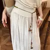 Cuerda de cintura con borla tejida a mano y cuentas de estilo étnico para mujer, Cinturón decorativo de estilo chino nuevo para combinar con vestidos, Cadena fina para la cintura