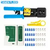 Herramienta de crimpado de siete pisos para RJ45 CAT6, Kit de crimpadora Ethernet de alta resistencia, Pelacables y cortador para reparación de redes