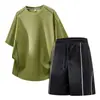 Conjunto Casual Esportivo de Toque Gelado de Verão para Homens, Conjunto de Duas Peças da Moda Tendência Marca Shorts para Corrida Fitness e Camiseta de Manga Curta