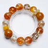 Despertar del VinoPulsera de Citrino Amarillo de Cristal Natural para Mujer, Moda Casual Versátil Pulsera de Cuarzo Rutilado Dorado Venta al por Mayor