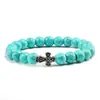 Pulseira Preta Fosca com Contas Turquesa Coloridas, Pulseira de Contas de Liga Eletrodepositada, Corrente de Joias Corrente Turquesa Azul