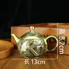 Bule Paisagem de Dragão e Fênix de Latão, Conjunto para Mesa de Chá Doméstica, Ornamento de Cobre Puro, Pequeno Bule Auspicioso de Dragão e Fênix, Brinde Promocional