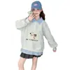 Camiseta Base para Niña Otoño 2025 Nuevo Sudadera con Bordado de Perro Falsa de Dos Piezas para Niños Mayores Suéter Raglán Dulce