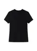 Camiseta de Tencel y Lana con Cuello Mao Pequeño en el Hombro Derecho para Mujer 2026 Primavera/Verano Nuevo Estilo Sencilla Ajustada Manga Corta Botón de Concha