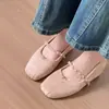 Sapatos Femininos Rasteirinhas Slip-On com Corrente de Metal e Bico Baixo, Novo Modelo Primavera 2026 com Aumento Oculto de 5cm de Altura, Sapatos Mary Jane
