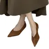Nuevos Zapatos de Trabajo Simples de Gamuza 2025 para Mujer Estilo Retro Boca en V Estilo de Noche Planos Versátiles Punta Fina Elegantes Planos para Mujer