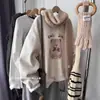 Sudadera Casual de Cuello Redondo con Forro de Felpa, Espesa, Estilo Coreano, con Dibujo de Oso y Lazo de Dibujos Animados, Nueva Colección Otoño-Invierno para Mujer, Top Cálido y que Rejuvenece