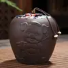 Bote de Arcilla Púrpura para Té con Tapa, Tamaño Pequeño, Sellado, Almacenamiento a Prueba de Humedad para Té Pu-Erh, Empaque de Té para Uso Doméstico