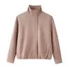 Ropa de mujer transfronteriza al por mayor 2026 nuevo estilo europeo y americano simple casual moda chaqueta de manga larga con cremallera y cuello alto