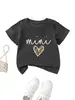 Amazon Ebay Site Independente Moda Versátil Casual Mini Estampa de Leopardo Coração Gola Redonda Manga Curta Camiseta para Meninos e Meninas
