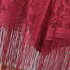 Chal Bufanda Larga de Encaje Malasio con Diseño Calado de Encaje y Borlas, Chal de Encaje Estilo Étnico para Mujer