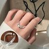 Anel Curvo Geométrico para Mulheres, Luxo Leve, Borda Larga Exquisita, Design Irregular, Anel Aberto, Anel Personalizado para Dedo Indicador, Moderno