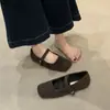 Primeiro Encontro Jifa Sapatos Mary Jane Franceses de Solado Plano com Pelo de Lã Calçados Femininos Roupa Externa 2026 Outono/Inverno Lã Retrô para Noite