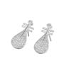 Adornos Plateados Estilo Chino Pendientes Pipa de Plata de Ley S925 para Mujer Completamente Diamantados Tendencia Instrumentos Musicales Pendientes de Violín Diseño de Nicho