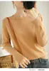 Suéter holgado de punto con cuello redondo 100% algodón para mujer, capa base anti-pilling, talla grande, versátil, manga larga
