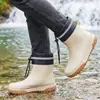 Botas de Lluvia Impermeables para Exteriores de Caña Corta para Hombre, Antideslizantes, de Moda, con Cordón, Botas de Lluvia para Estudiantes, Suaves, Resistentes al Desgaste, Waders para Acampar y Pescar